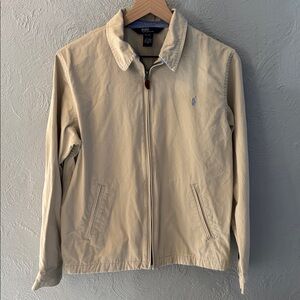 Polo Ralph Lauren Tan and Blue Jacket Full Zip Canvas Cotton Boys XL Barn Coat